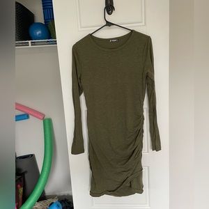 Army green long sleeve bodycon casual dress